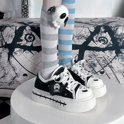 Ghost Monster Flag Canvas Platform Shoes