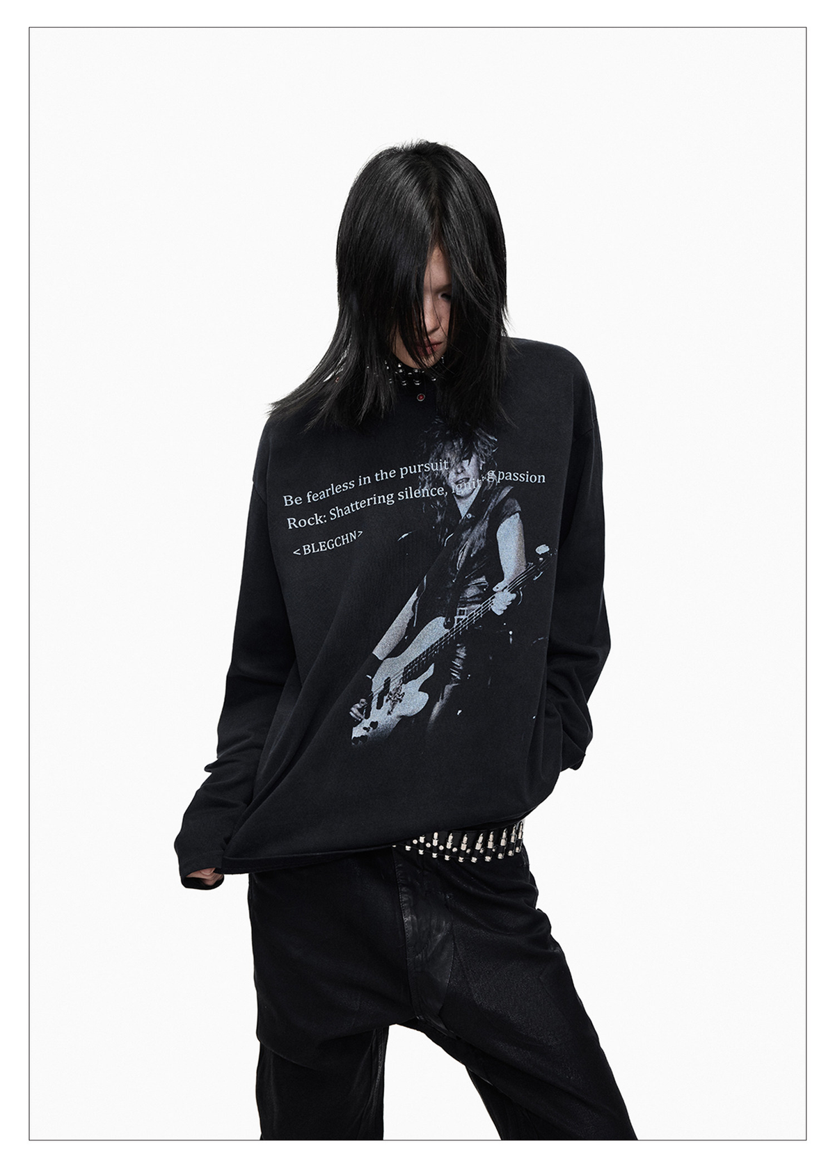 Dark Wash Long Sleeve Punk T-shirt