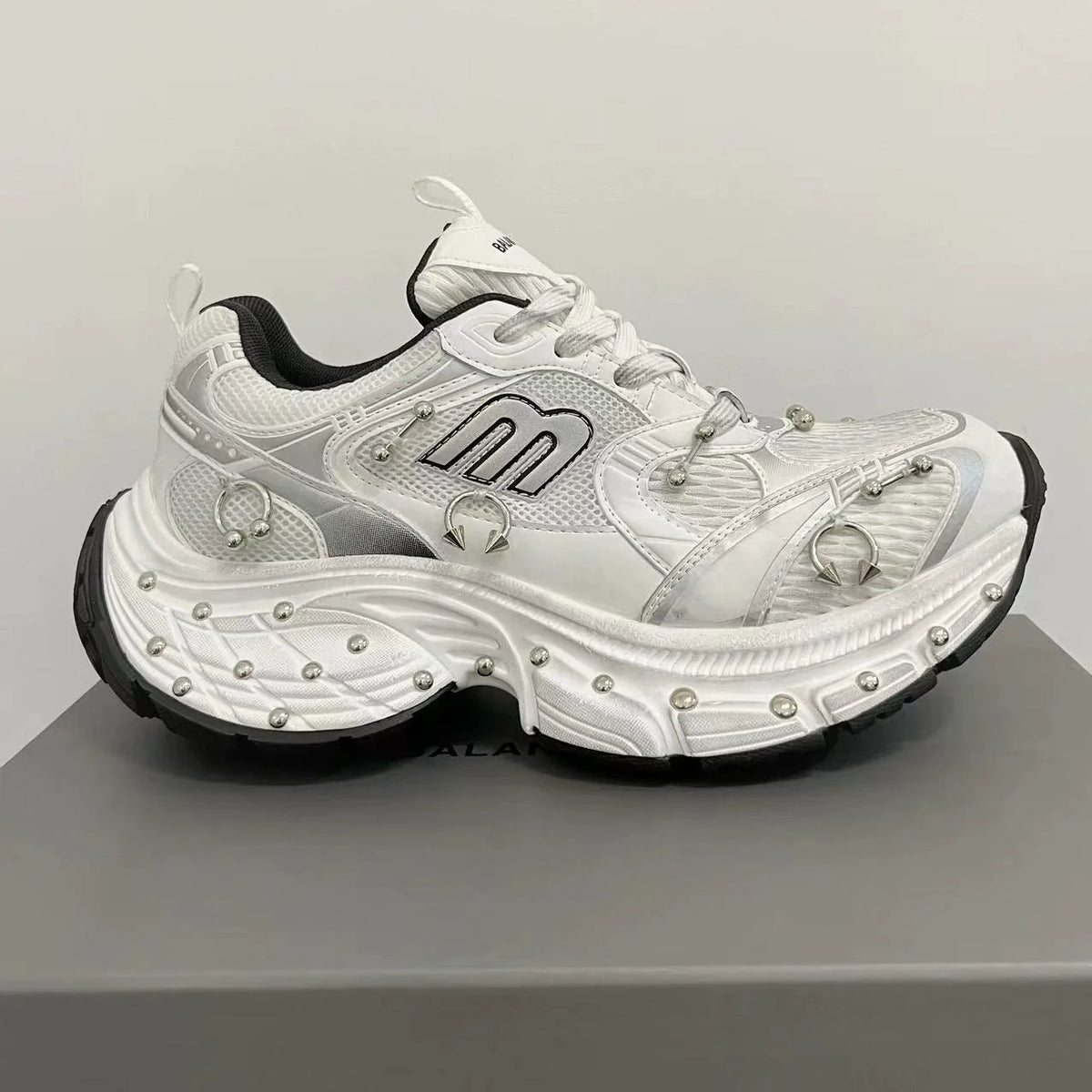 Studded Buckle Chunky Sole Dad Sneakers
