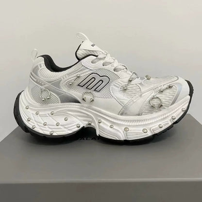 Studded Buckle Chunky Sole Dad Sneakers