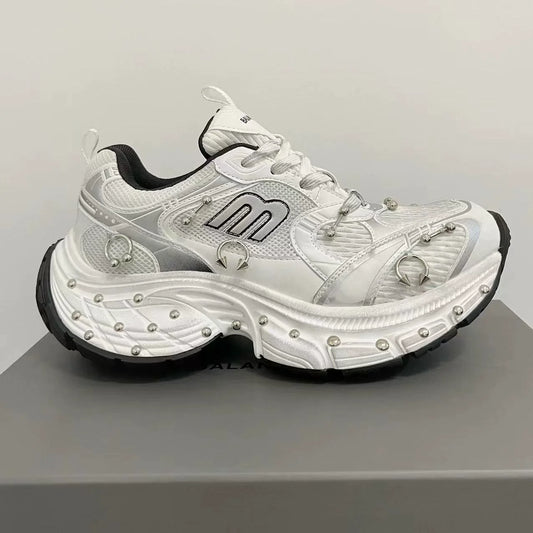 Studded Buckle Chunky Sole Dad Sneakers