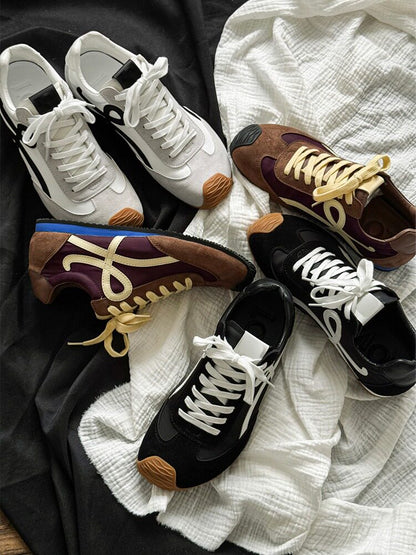 Suede Panel Lace Up Sneakers