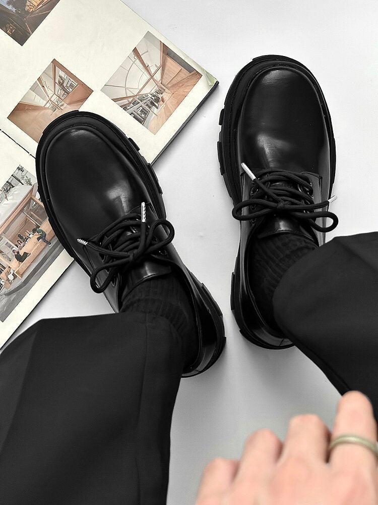 Lace Up Thick Sole Plain Shoes
