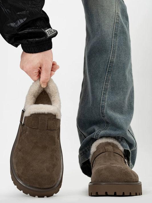 Shearling Buckle Clogs