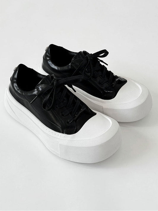 Canvas Round-Toe Derby-Inspired Flat Sneakers