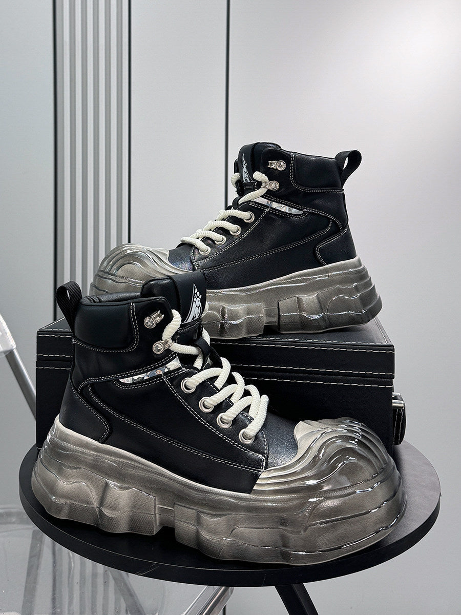 Metal Toe Lace Up Platform Short Boots
