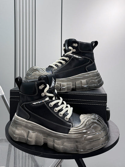 Metal Toe Lace Up Platform Short Boots