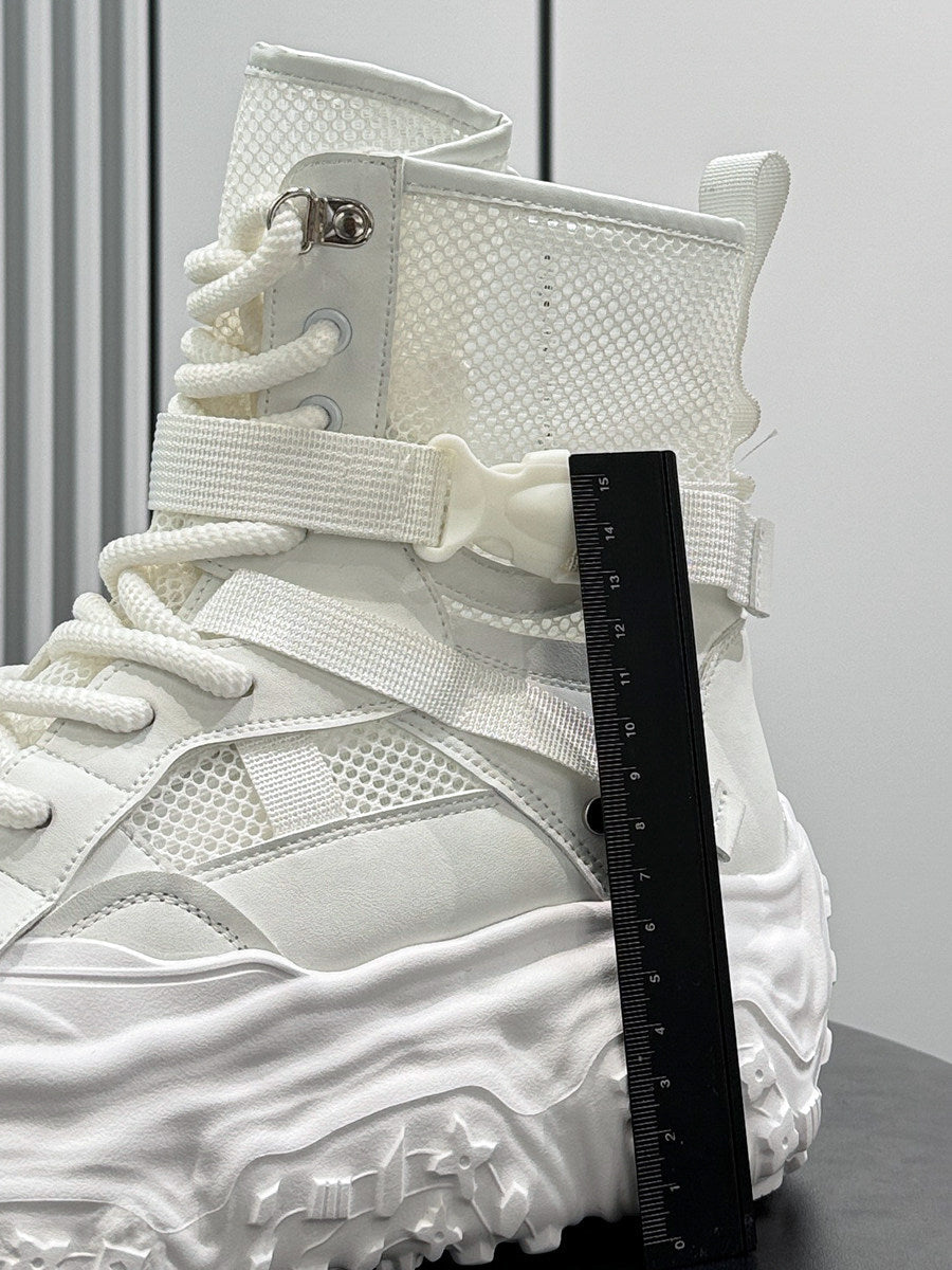Mesh Strap Buckle Platform Sneaker Boots