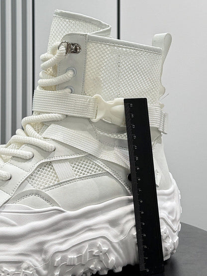 Mesh Strap Buckle Platform Sneaker Boots