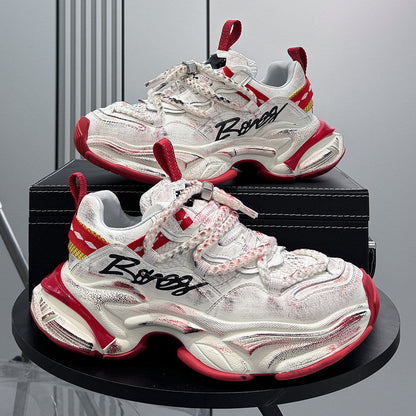 Washed Graffiti Print Chunky Sole Sneakers