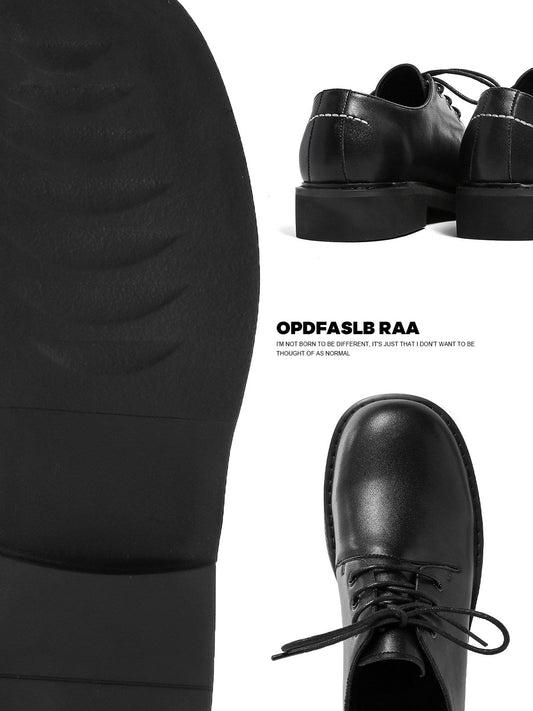Lace Up Plain PU Leather Round Toe Shoes