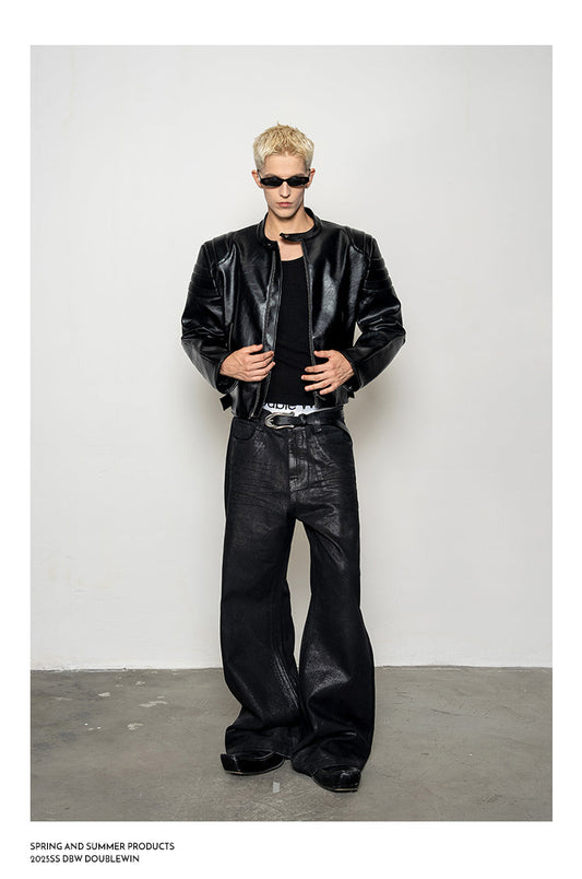 Waxed Glitter Bootcut Jeans
