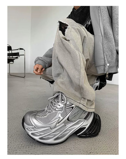 Futuristic Metallic Platform Runner Sneakers