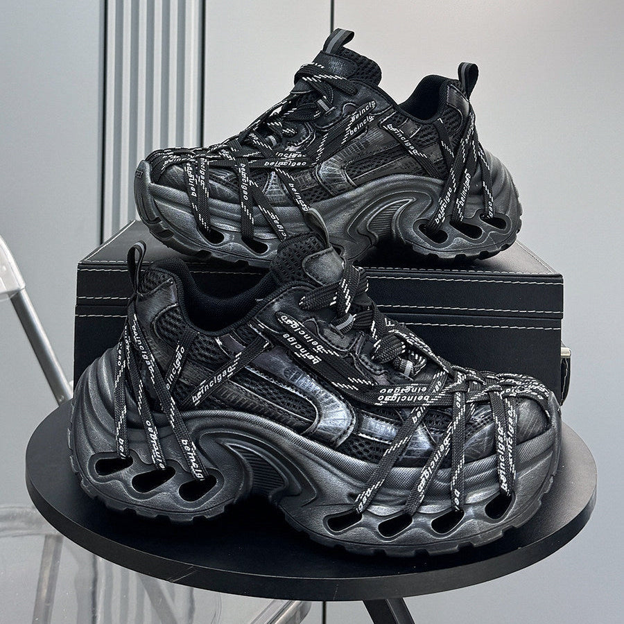 Damage Mesh Rope Lace Chunky Sole Sneakers WN24710