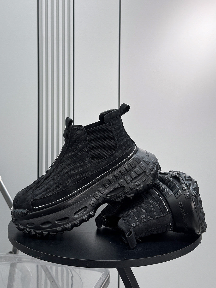 Embroidery Side Gore Chunky Sole Sneakers