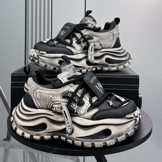 Platform Chunky Sole Strap Lace-Up Sneakers WN24831