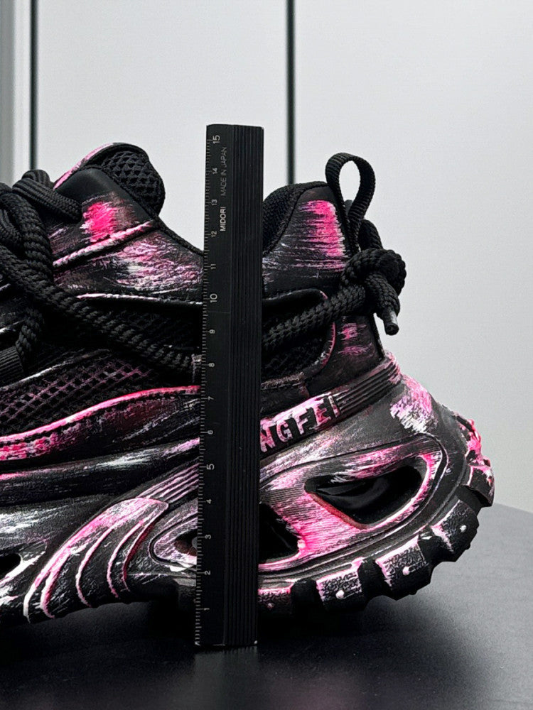 Paint Splash Mesh Chunky Sole Sneakers