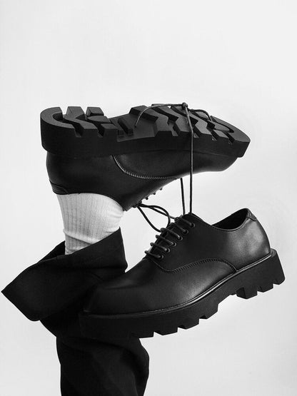 Chunky Platform Square Toe Lace-Up Shoes