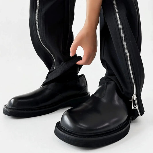 Square-Toe Slip-On Leather Loafers