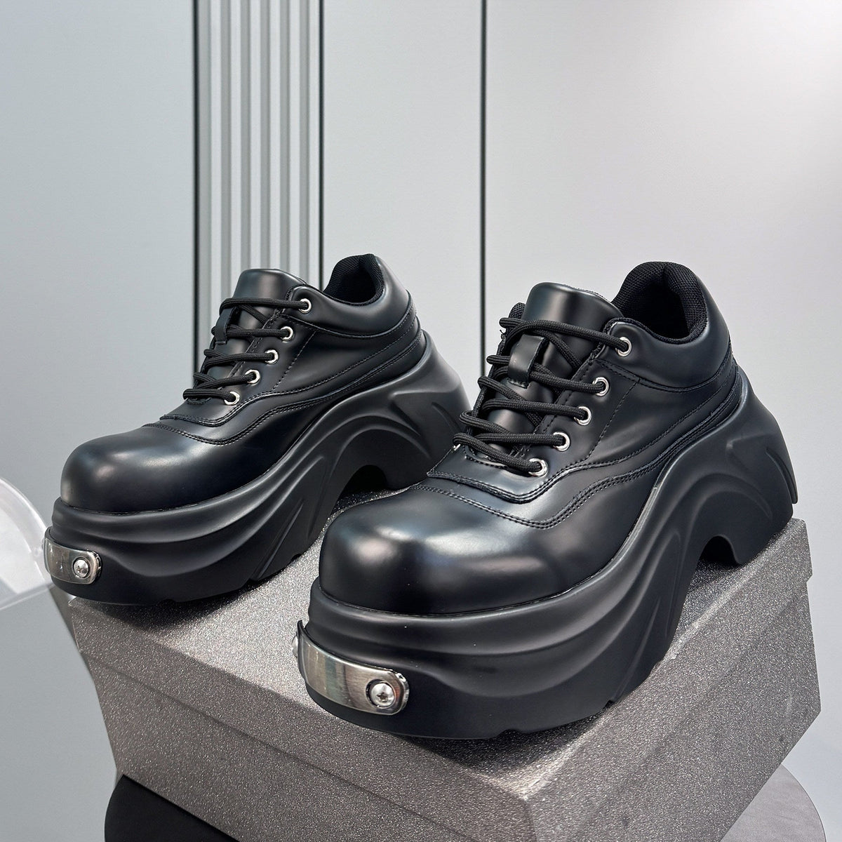 Thick-Sole Height-Increasing Derby Sneakers