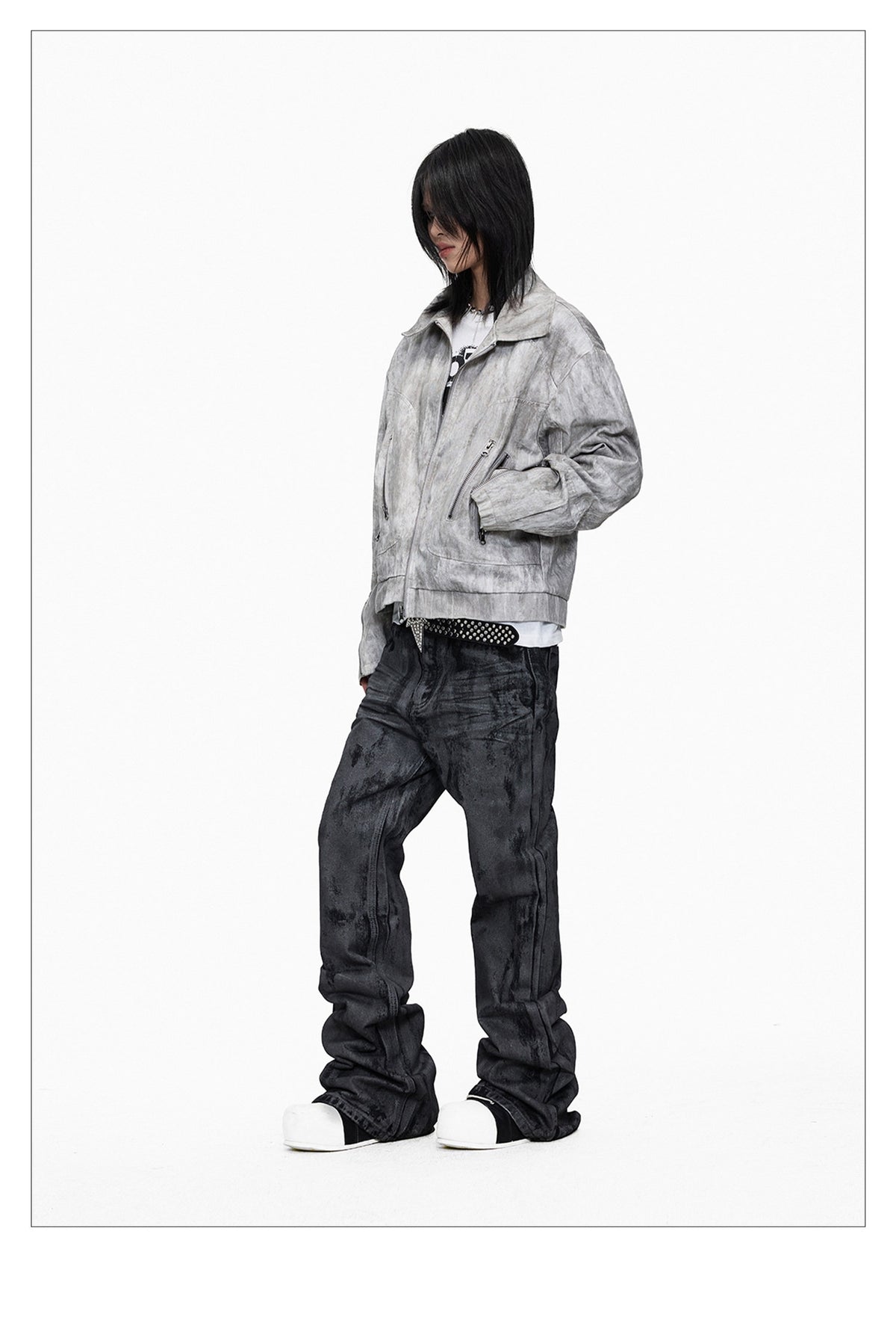 Hand-brushed Flared Washed Denim Jeans