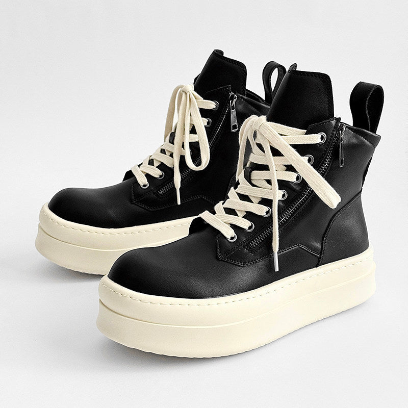 Lace Up Side Zipper Thick Sole Short Boots