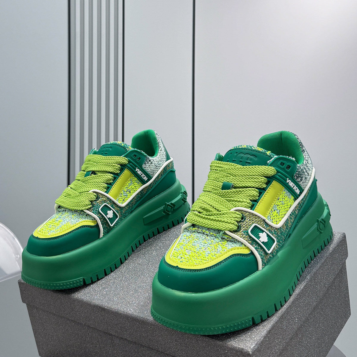 Chunky Platform Strap Lace-Up Sneakers