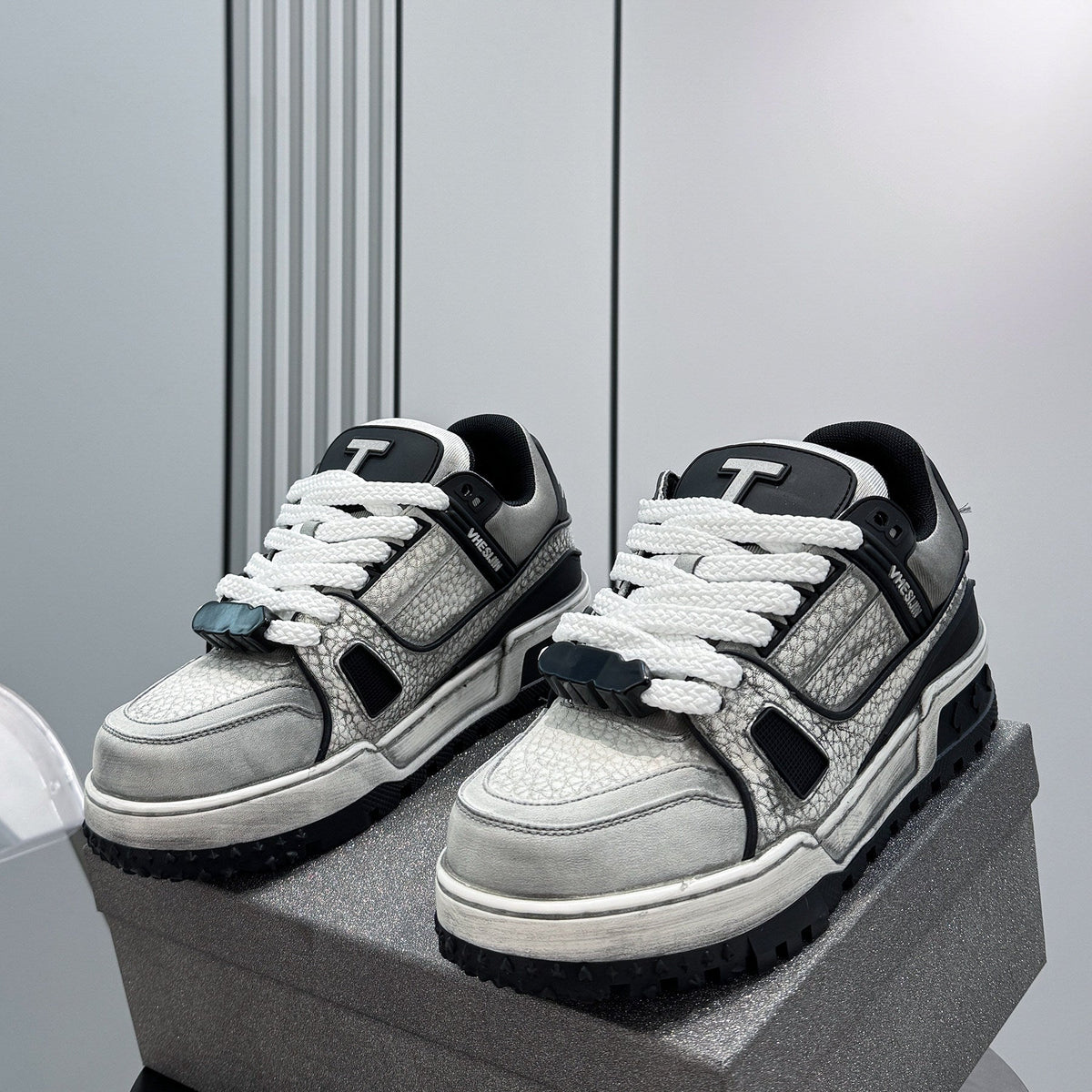 Platform Patchwork Lace-Up Sneakers