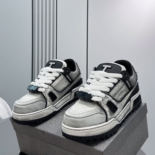 Platform Patchwork Lace-Up Sneakers WN24813
