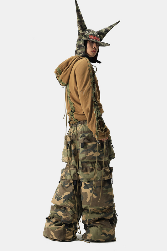 VANGUARDIA Camo Multi-Pocket Cotton Cargo Pants