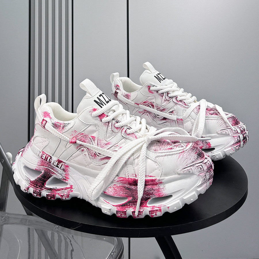 Paint Splash Air Sole Chunky Sole Sneakers