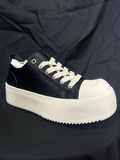 Chunky Shell Toe Platform Lace-Up Sneakers