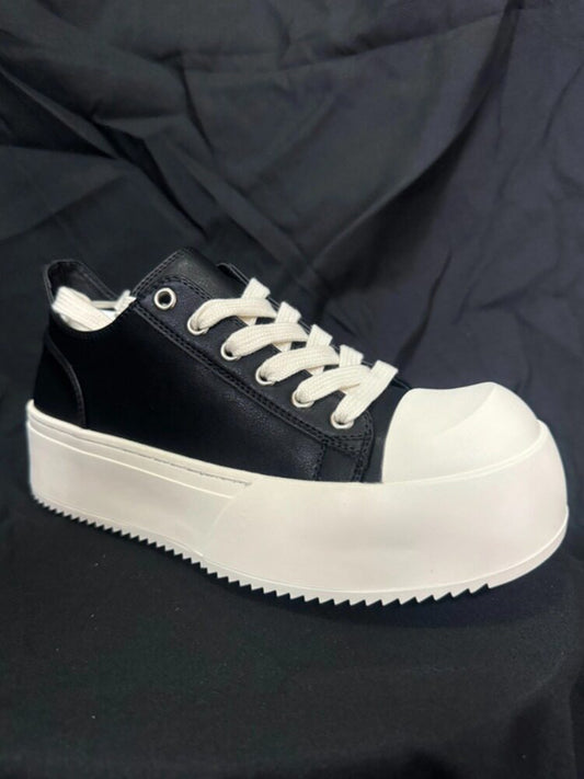 Chunky Shell Toe Platform Lace-Up Sneakers