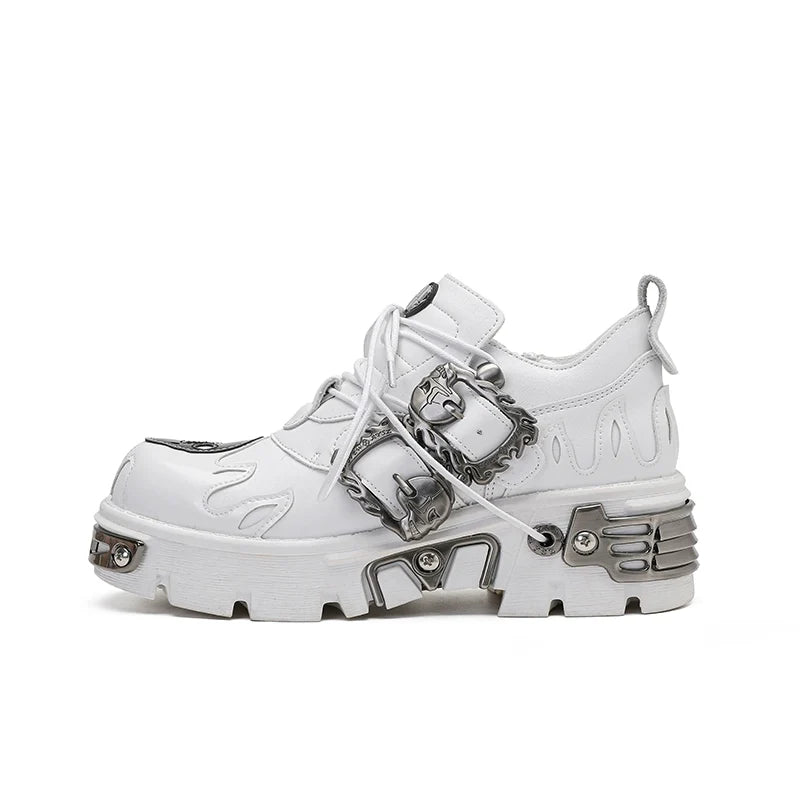 Metal Detail Chunky Sole Derby Leather Shoes