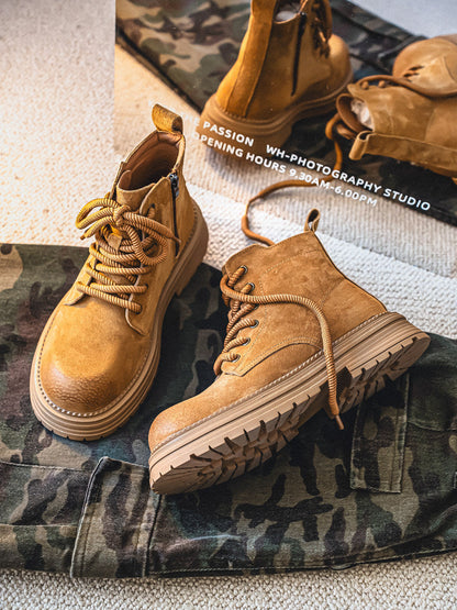 Chunky Lug Sole Platform Lace-Up Boots