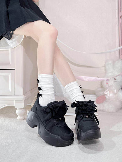 Leilei Lace Bow Platform Shoes