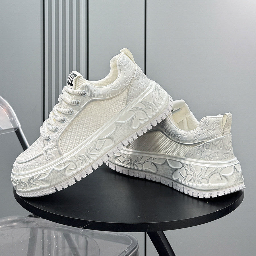 Thick-Soled Lace Mesh Sneakers