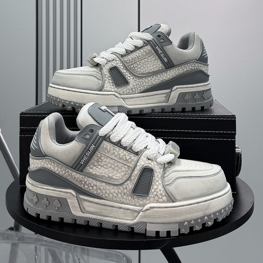 Platform Patchwork Lace-Up Sneakers