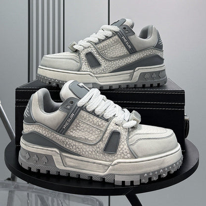 Platform Patchwork Lace-Up Sneakers