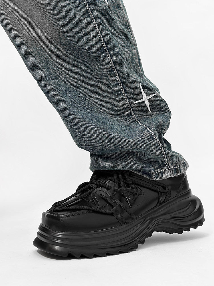 Panel Design Chunky Sole Sneakers