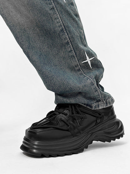 Panel Design Chunky Sole Sneakers