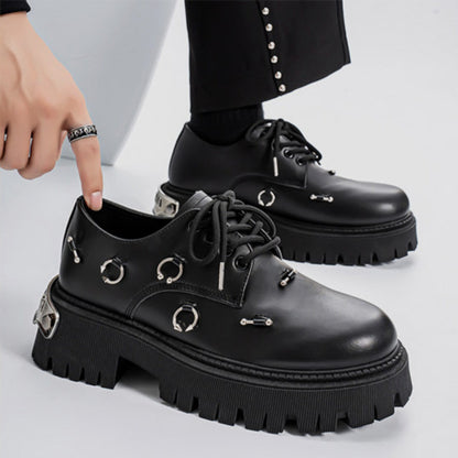 Metal Ring Detail Platform Lace-Up Shoes