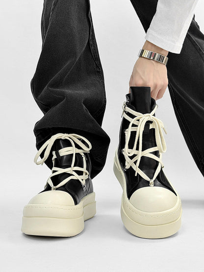 Rope Lace High-Top Chunky Sole Boots