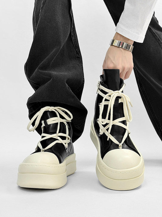 Rope Lace High-Top Chunky Sole Boots