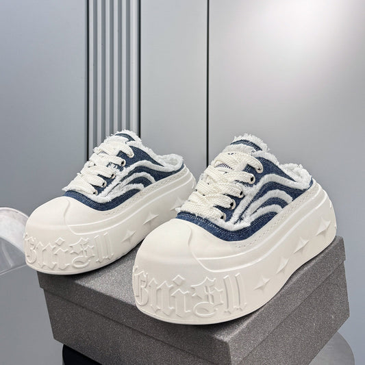 Damage Platform Thick Sole Slip-On Shoes WN24675