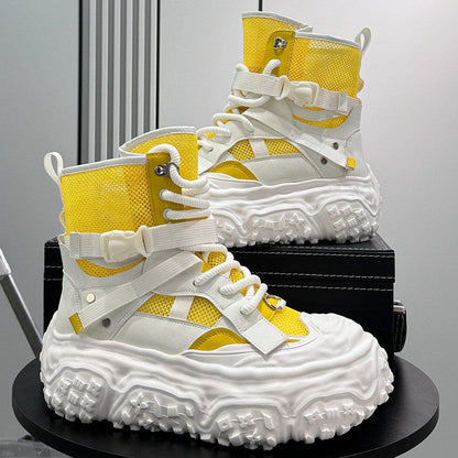 Mesh Strap Buckle Platform Sneaker Boots