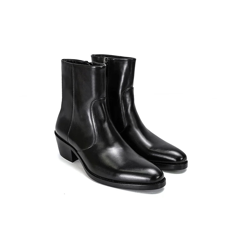Full-Grain Leather Western Chelsea Boots