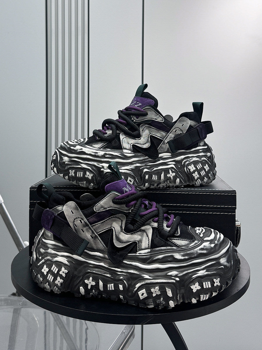 Strap Washed Platform Chunky Sole Sneaker