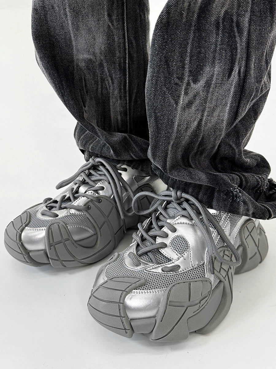 Chunky Sole Mesh Design Large Toe Shoes