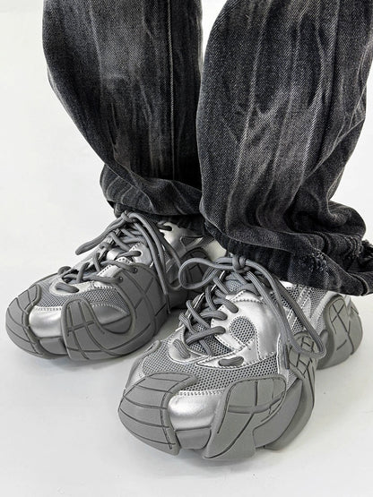 Chunky Sole Mesh Design Large Toe Shoes